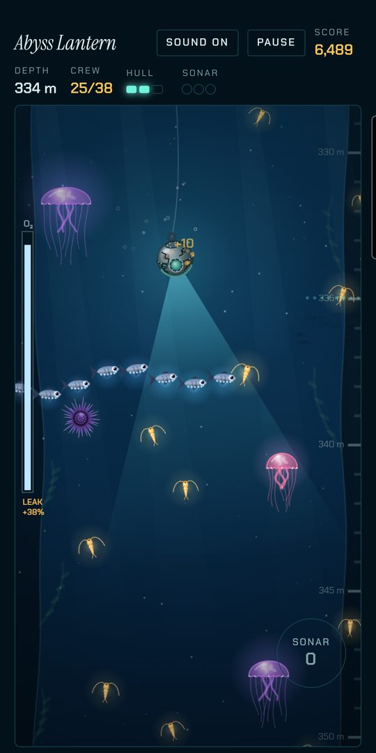 A shoal of lanternfish sweeps past the bathysphere in the Twilight Zone